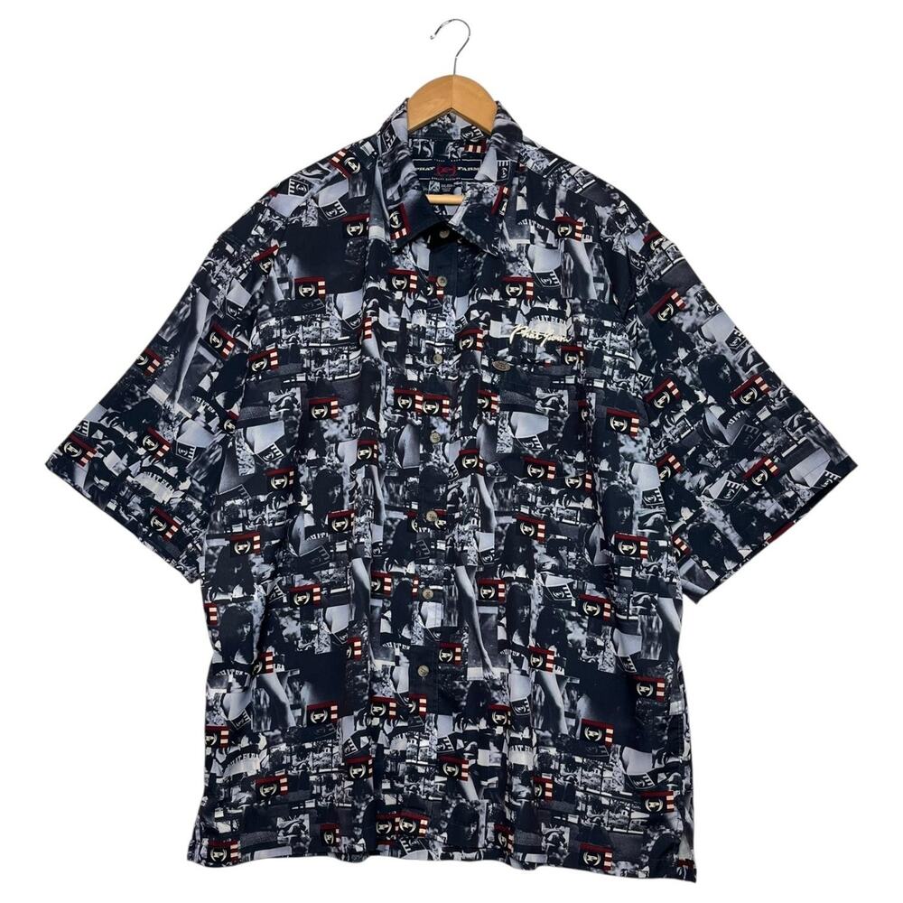 VTG Phat Farm Shirt Mens 2XL Blue Kimora Lee All Over Print Hip Hop Streetwear